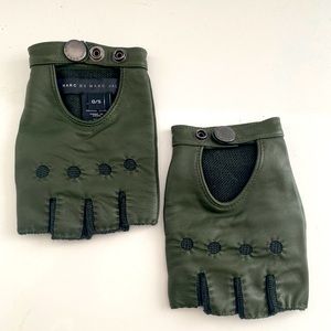 Marc by Marc Green Leather Moto Gloves